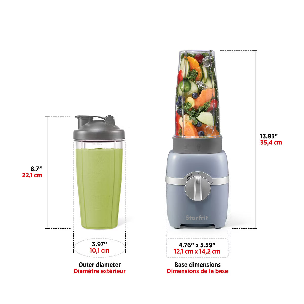 Personal Blender – Speed 300-Watt Electric Personal Blender with 2 Cups – Gray