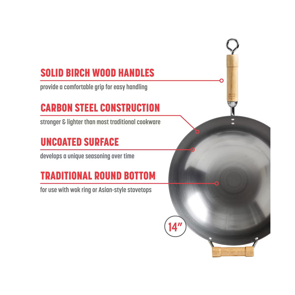 Wok – 4-Inch Round Bottom Carbon Steel Wok – Silver