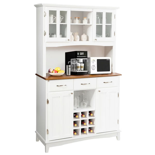 Wine Rack – Culinvaro Buffet And Hutch Kitchen Storage Cabinet Cupboard w/ Wine Rack & Drawers White