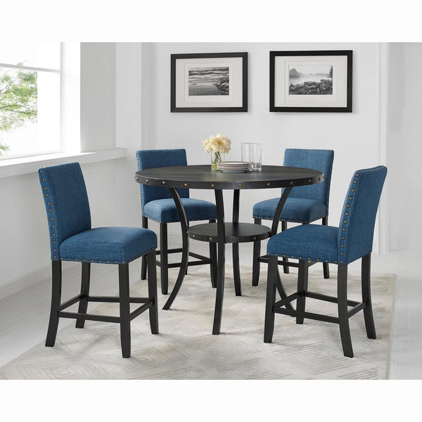 Dining Set – Culinvaro 5 Piece Counter Height Dining Set with Round Table and 4 Nailhead Stools