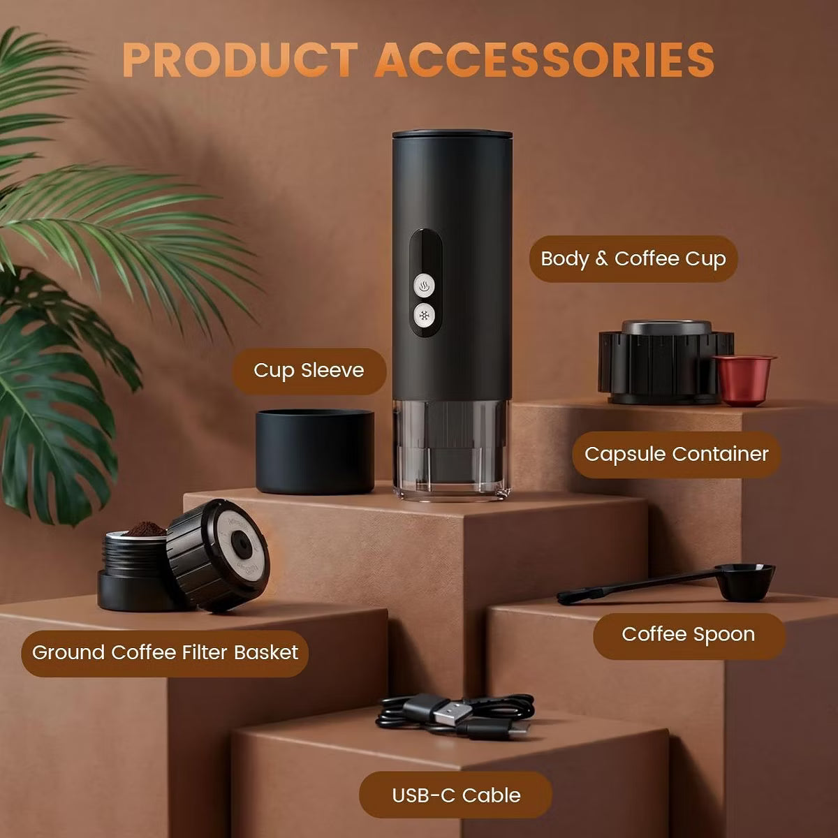 Espresso Maker – Culinvaro Portable Espresso Maker with Self Heating - 15 Bar Electric Travel Coffee Machine, 2-in-1