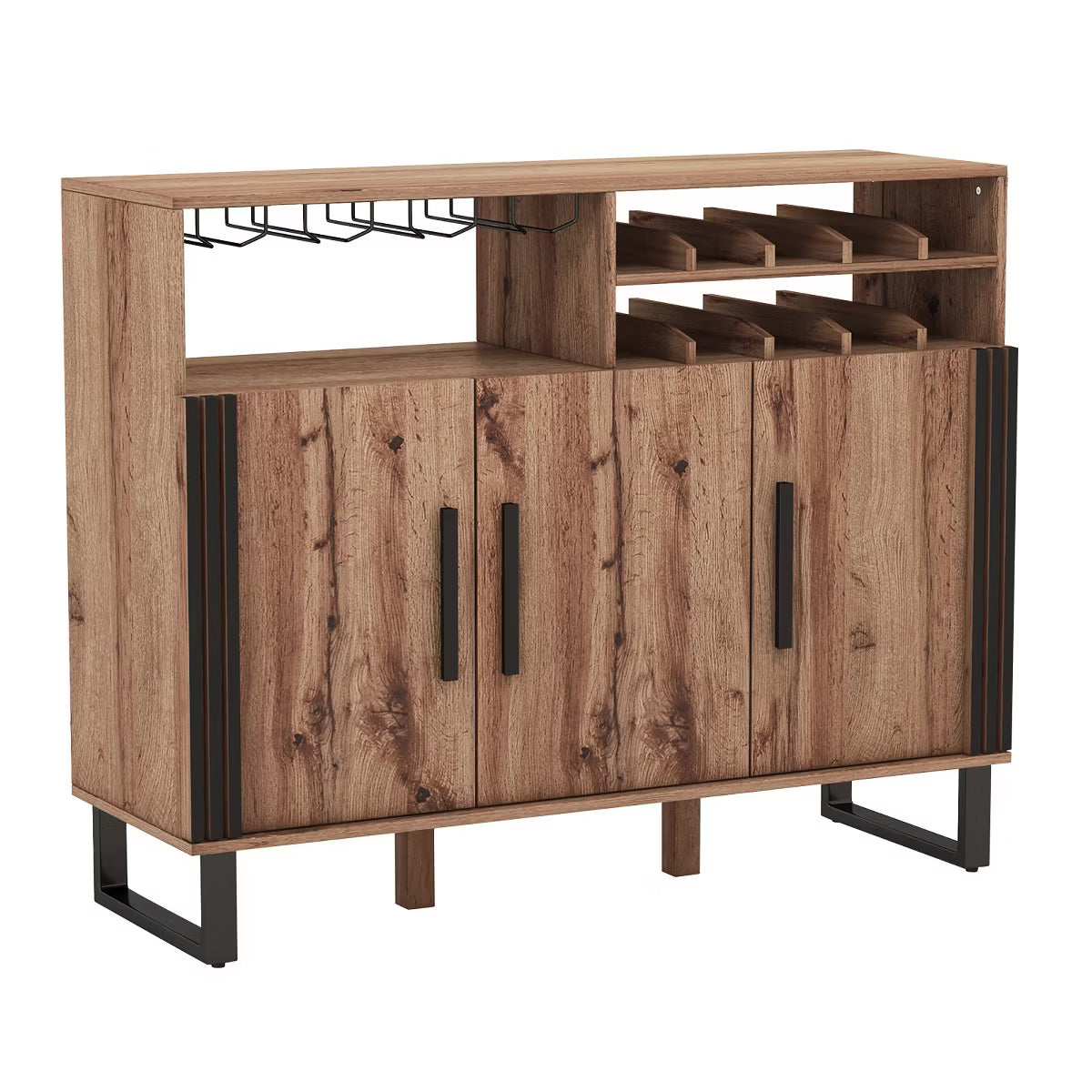 Bar Cabinet – Culinvaro Home Drinks Bar Cabinet w/ 3 Doors & Adjustable Shelves 2-tier Drinks Rack Sideboard