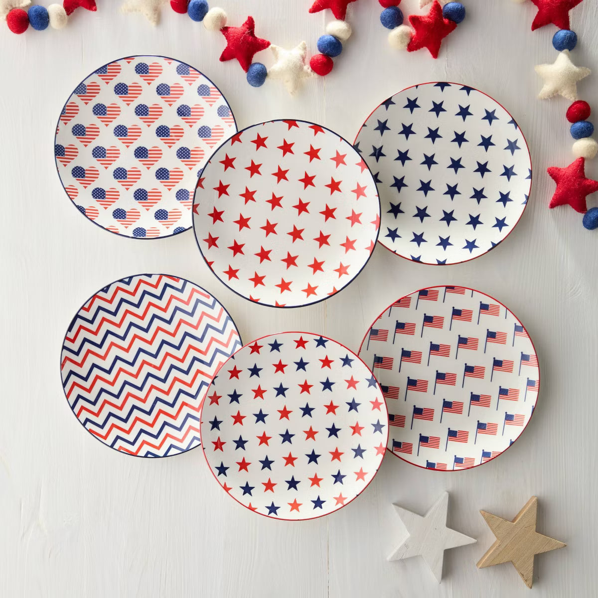 Salad Plate – Culinvaro Patriotic Pad Print Set of 6 Salad Plates