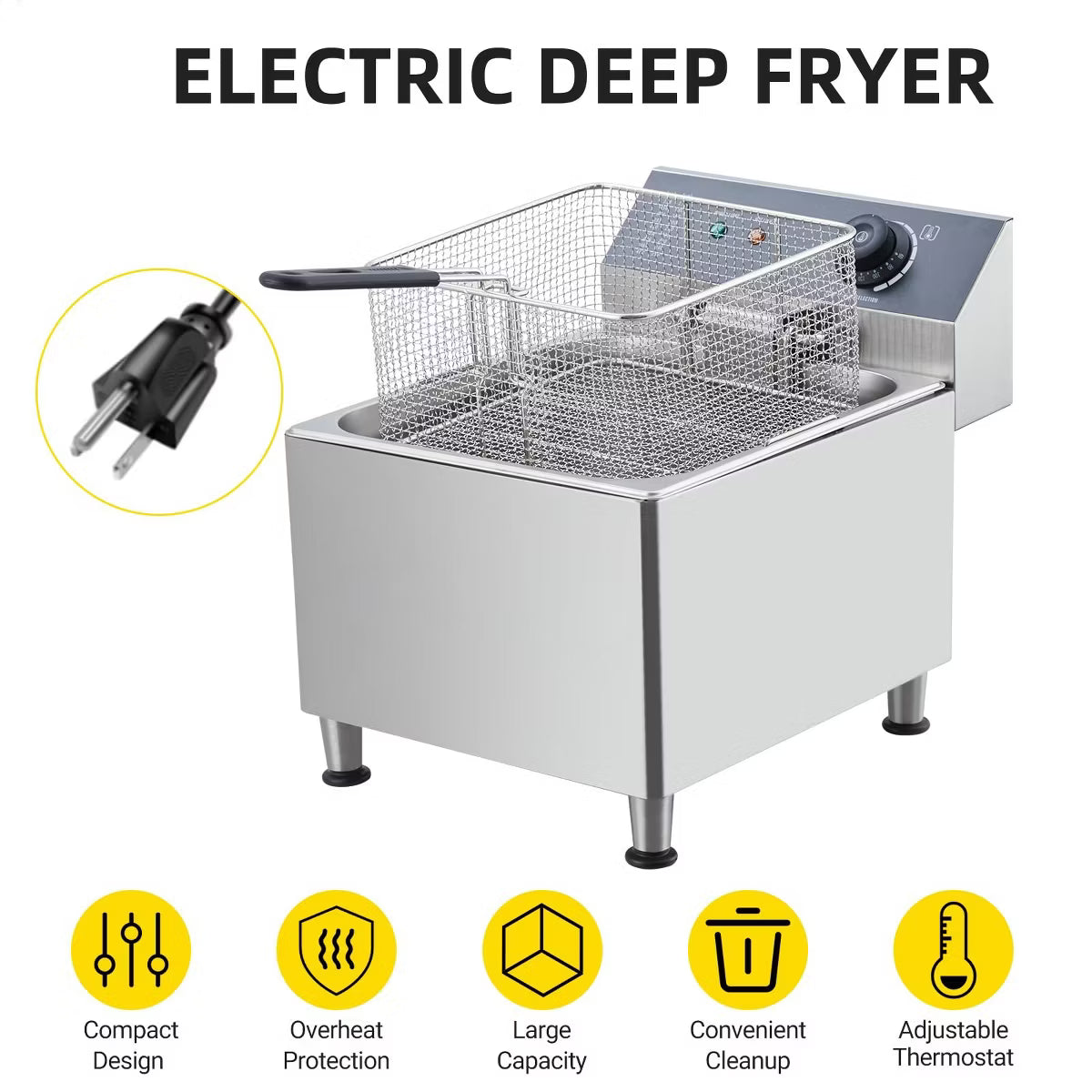 Deep Fryer – Electric Fryer, Deep Fryer Electric Deep Fryer with Basket – 11L(16.2Qt)