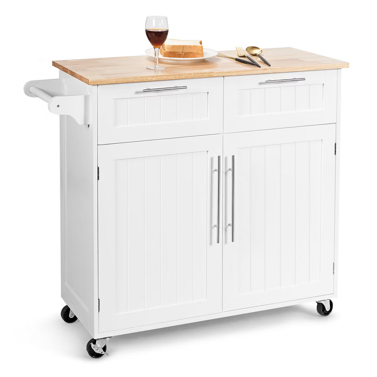 Kitchen Cart – Culinvaro Rolling Kitchen Cart Island Heavy Duty Storage Brown Trolley Cabinet Utility Modern