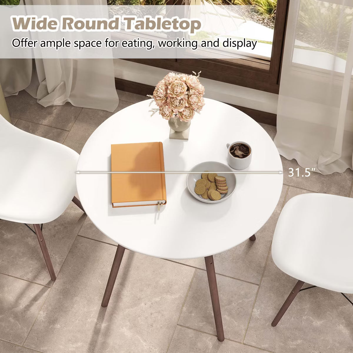 Dining Set – Culinvaro Dining Table Set Modern 5 PCS For 4 Round Dining Room Table Set with Solid Wood Leg