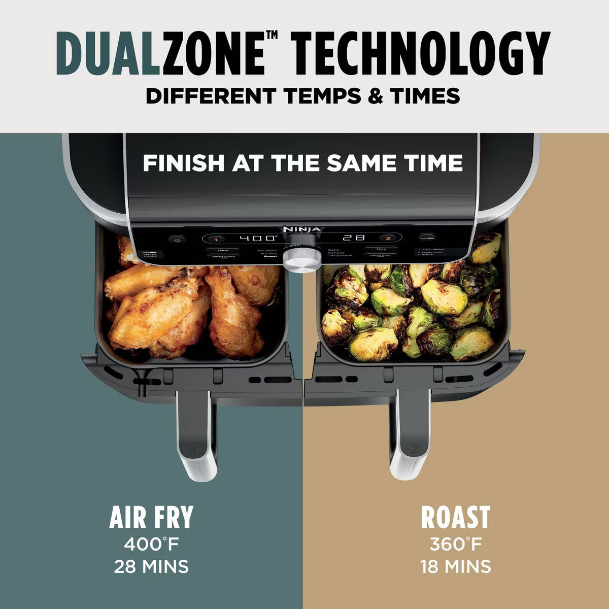 Air Fryer – 10qt Foodi DualZone 2-Basket Air Fryer Capacity – Black