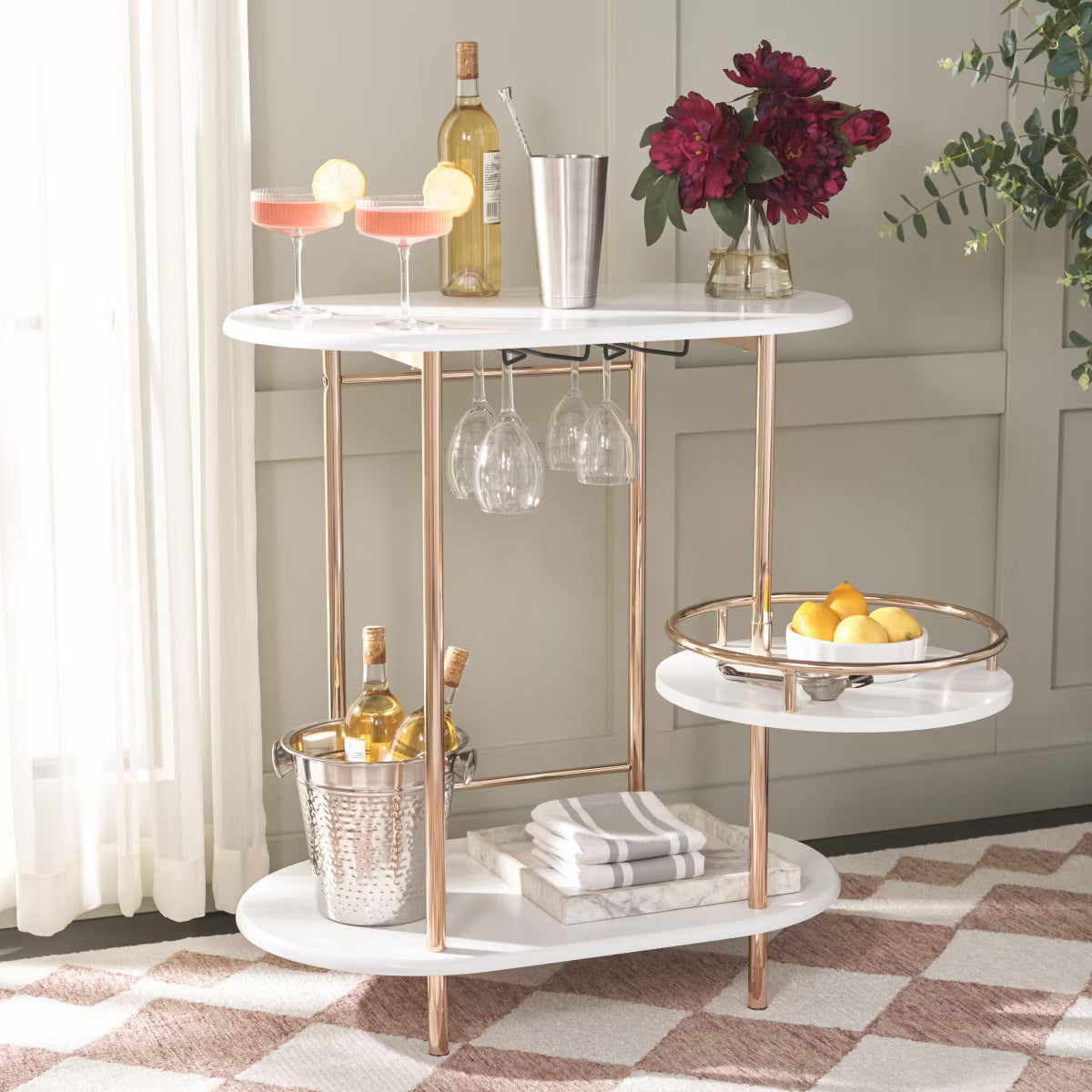 Bar Table – Culinvaro va 3 Tier Swivel Bar Table - BCT8007C - White/Gold