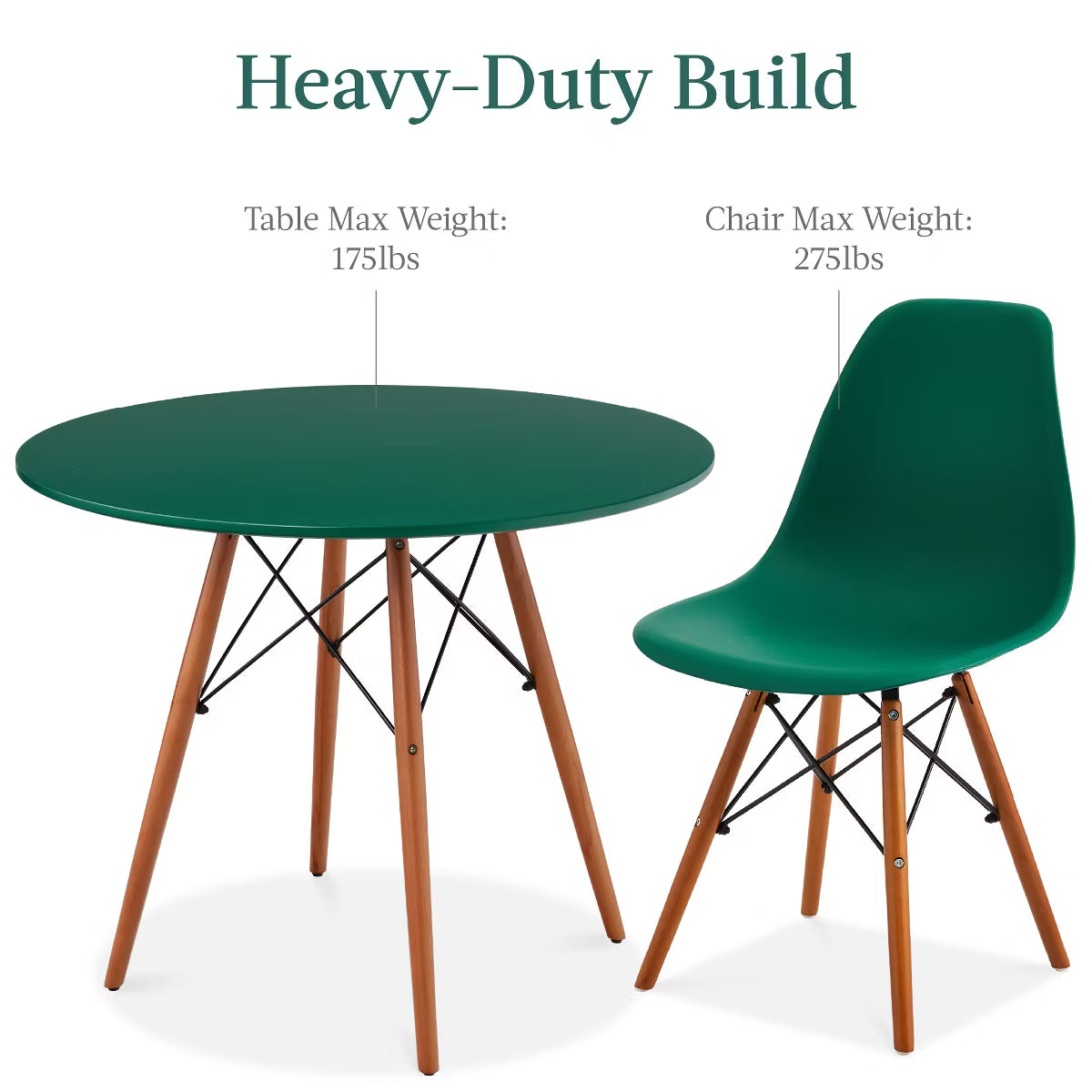 Dining Set – Culinvaro 5-Piece Compact Mid-Century Modern Dining Set w/ 4 Chairs" Dark Green/Walnut