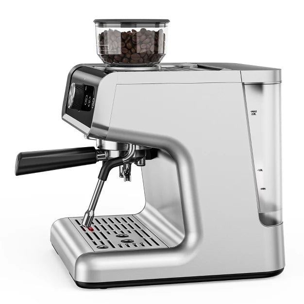 Espresso Machine – 15 Bar Coffee Maker with Milk Frother Steamer Wand – Silver