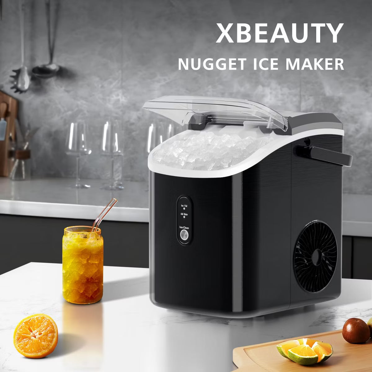 Ice Maker – ce Maker, Soft Chewable Ice, 35 lbs/Day – Black