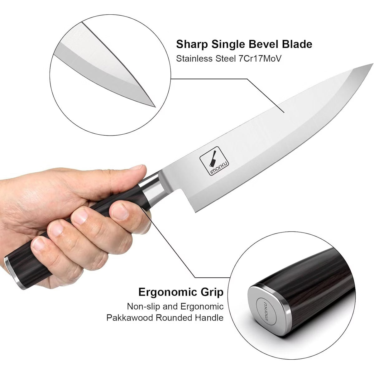 Chef Knife 8-Inch Pro Japanese Kitchen Knife 7Cr17MoV High-Carbon