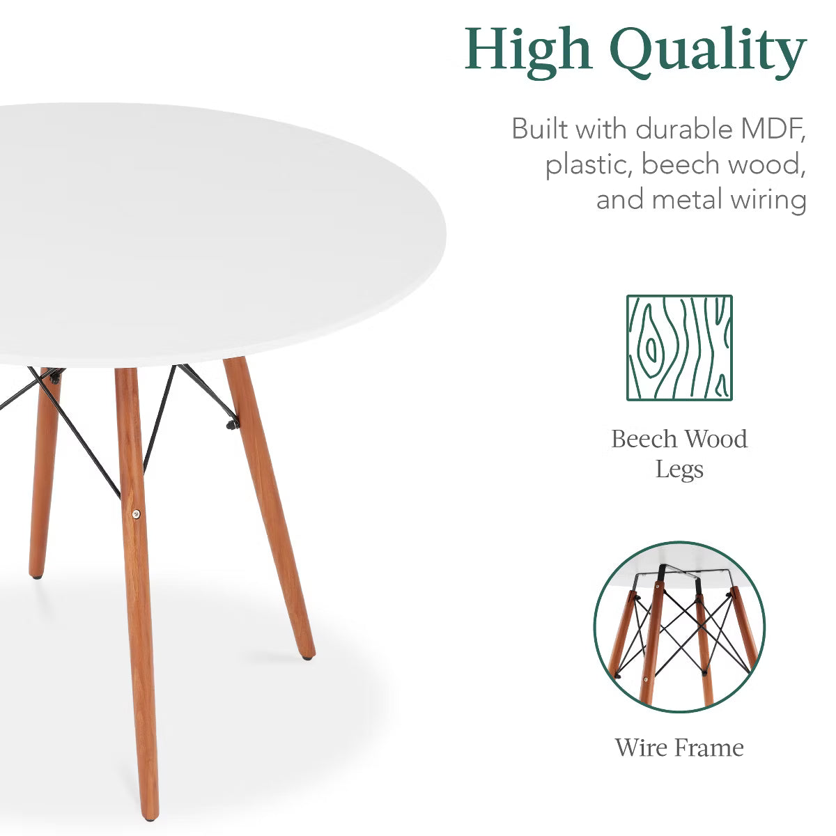 Dining Set – Culinvaro 5-Piece Compact Mid-Century Modern Dining Set w/ 4 Chairs" White/Oak