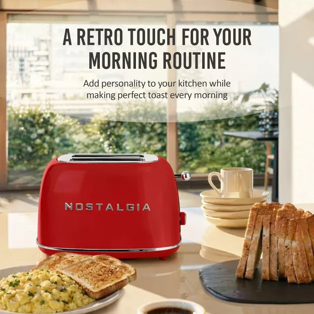 Toaster – Classic Retro 2-Slice Toaster – Red