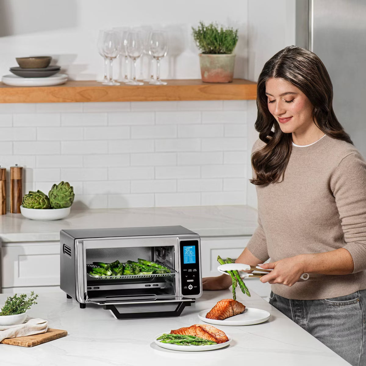 Toaster Oven – Digital 4-Slice Toaster Oven Air Fryer with 11 Cooking Functions – Silver
