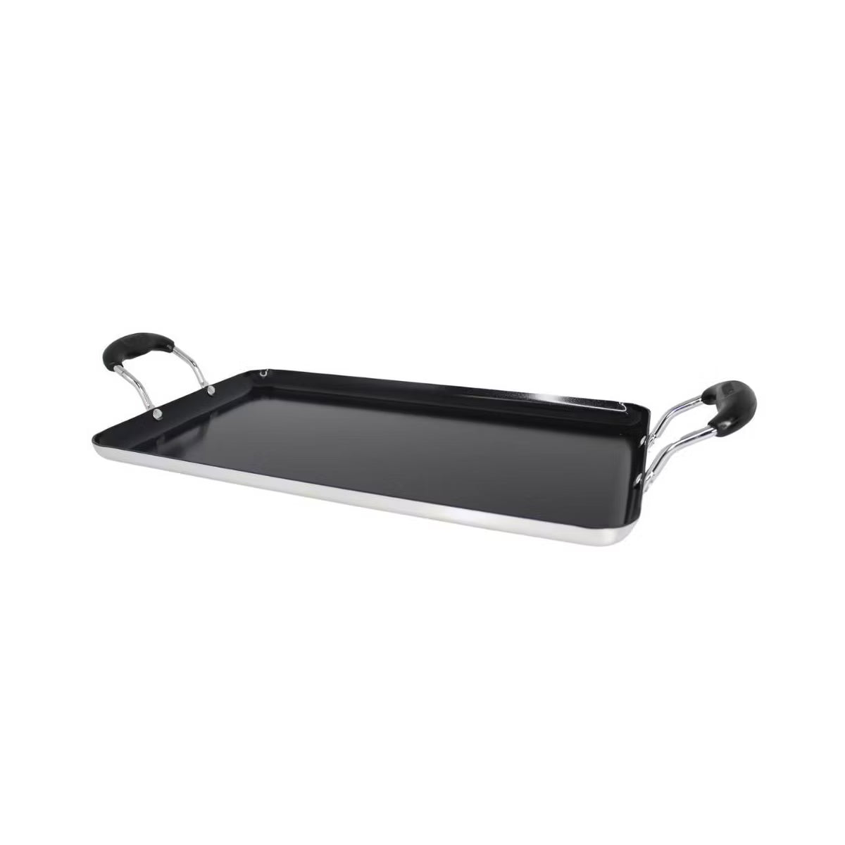 Griddle Pan – 17"x10"Ceramic Double Burner Griddle – Black