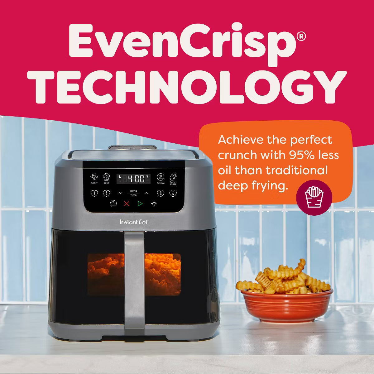 Air Fryer – 5.3qt Air Fryer with Odor Erase + Clearcook – White