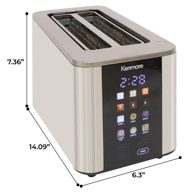 Toaster – 4-Slice Digital Long Slot Toaster with Touch Control St4-Slice – White