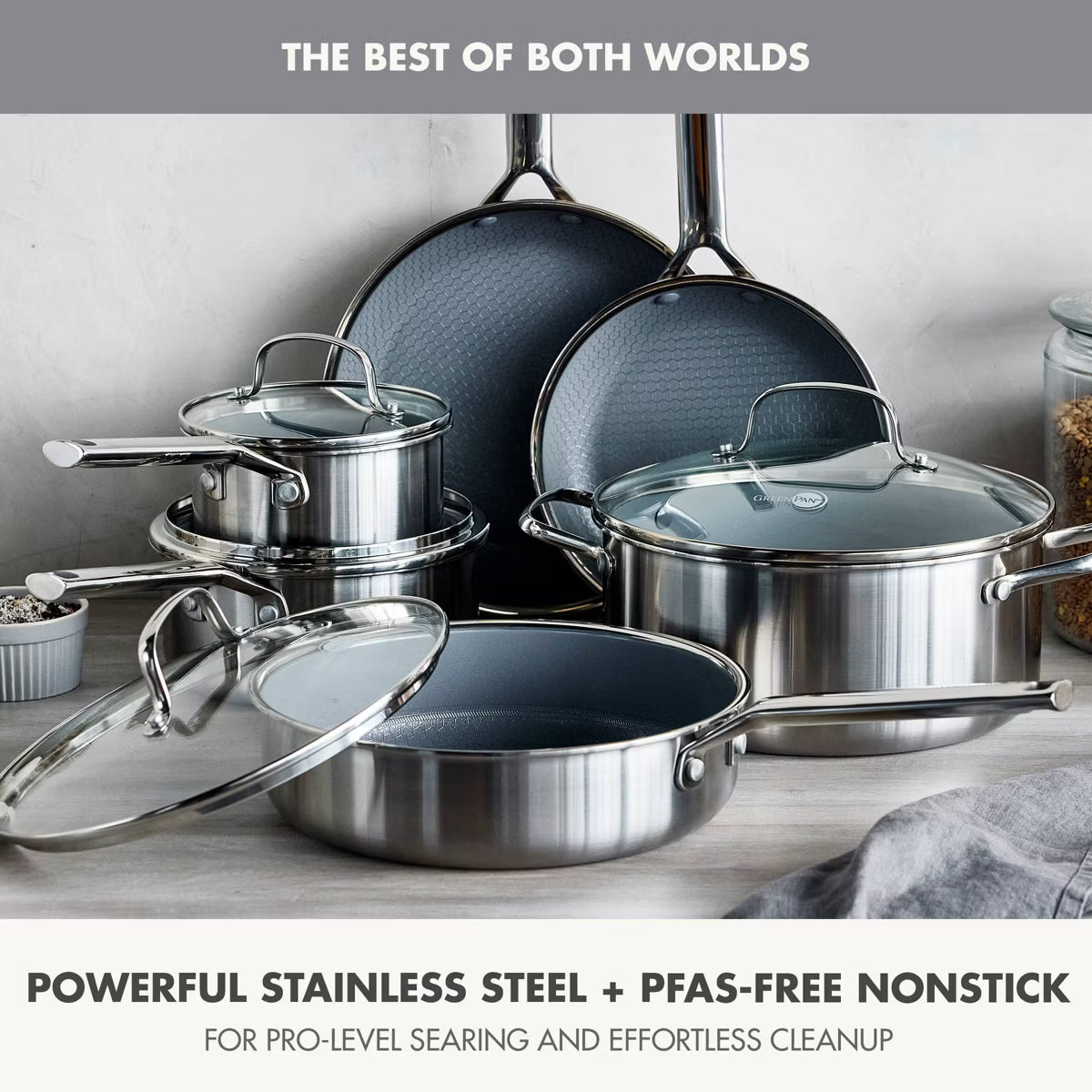Cookware Set – 10pc Hybrid and Ceramic Nonstick Cookware Set – Geometric