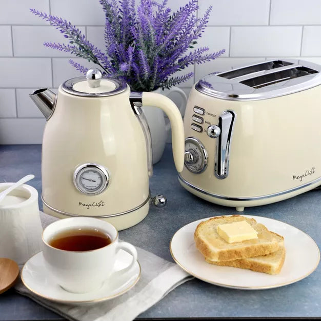 Toaster – 1.8 Quart Electric Tea Kettle and 2 Slice Toaster Combo – Beige