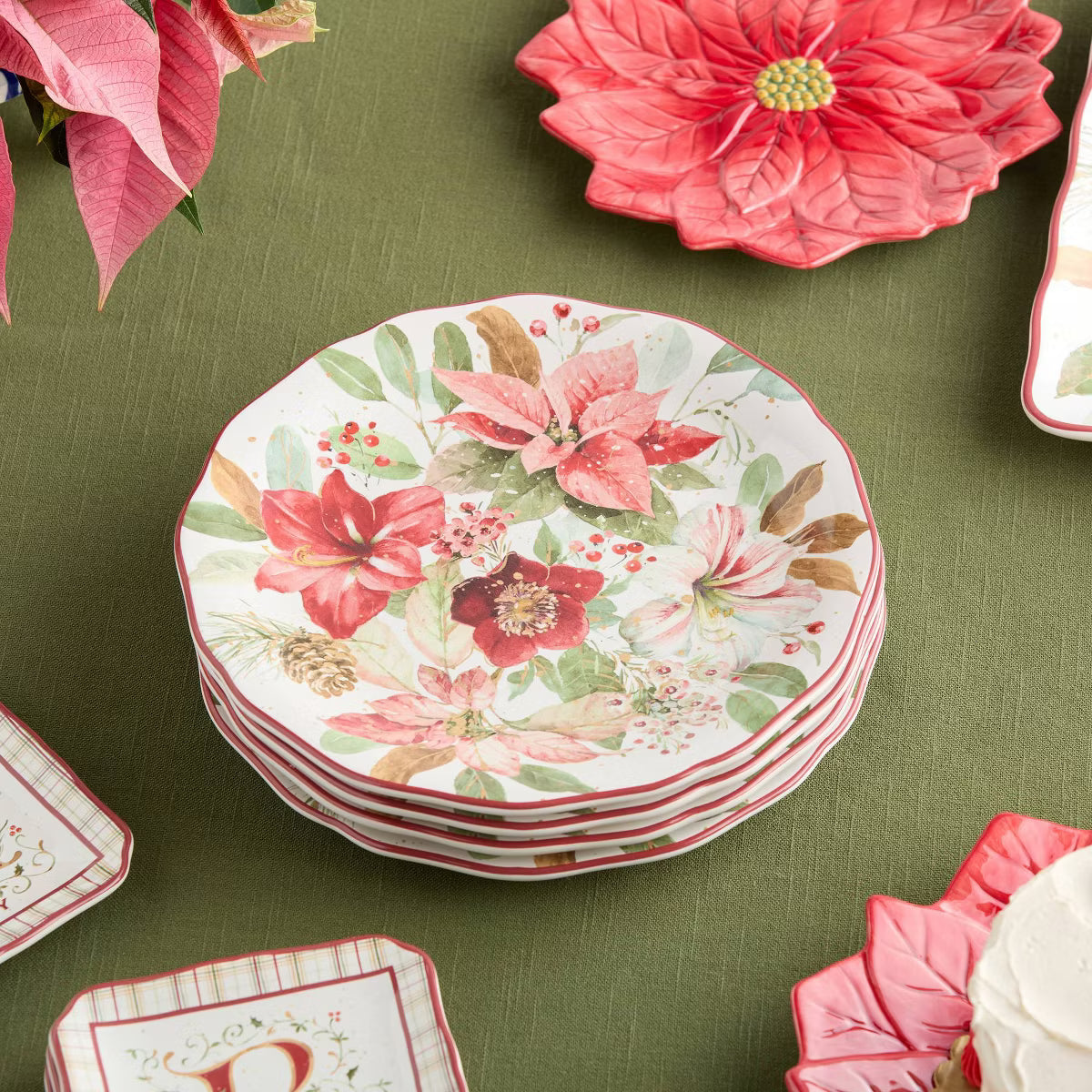 Dinner Plate – Culinvaro (Set of 4) 11" Winter Blooms Dinner Plates