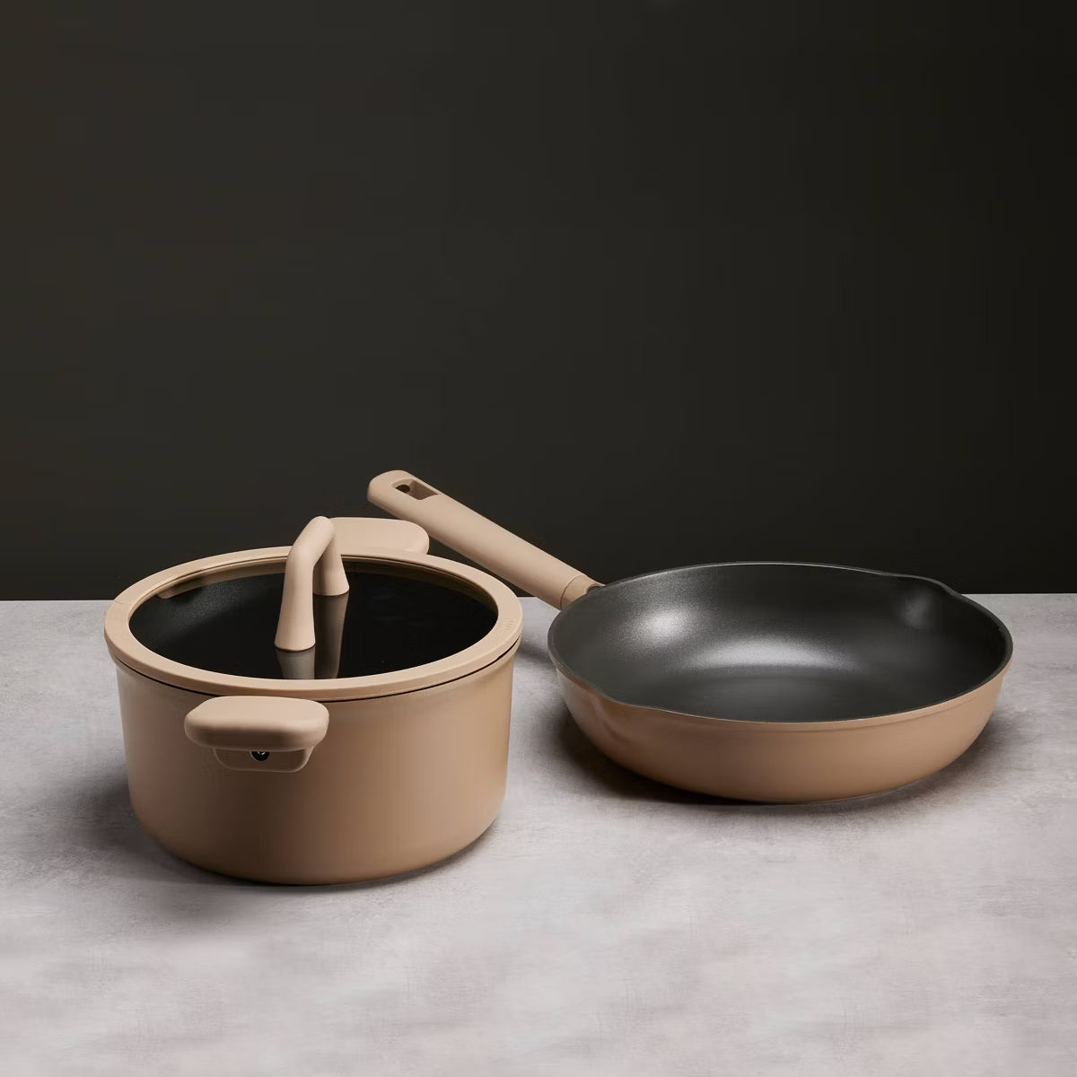 Cookware Set – 9pc Nonstick Cookware Set Taupe – Black