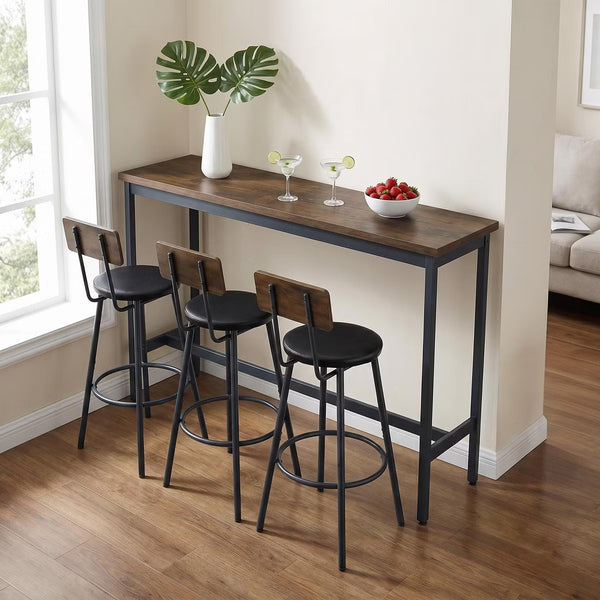 Bar Table – Culinvaro 4-Piece Industrial Bar Table Set with 3 PU Bar Stools