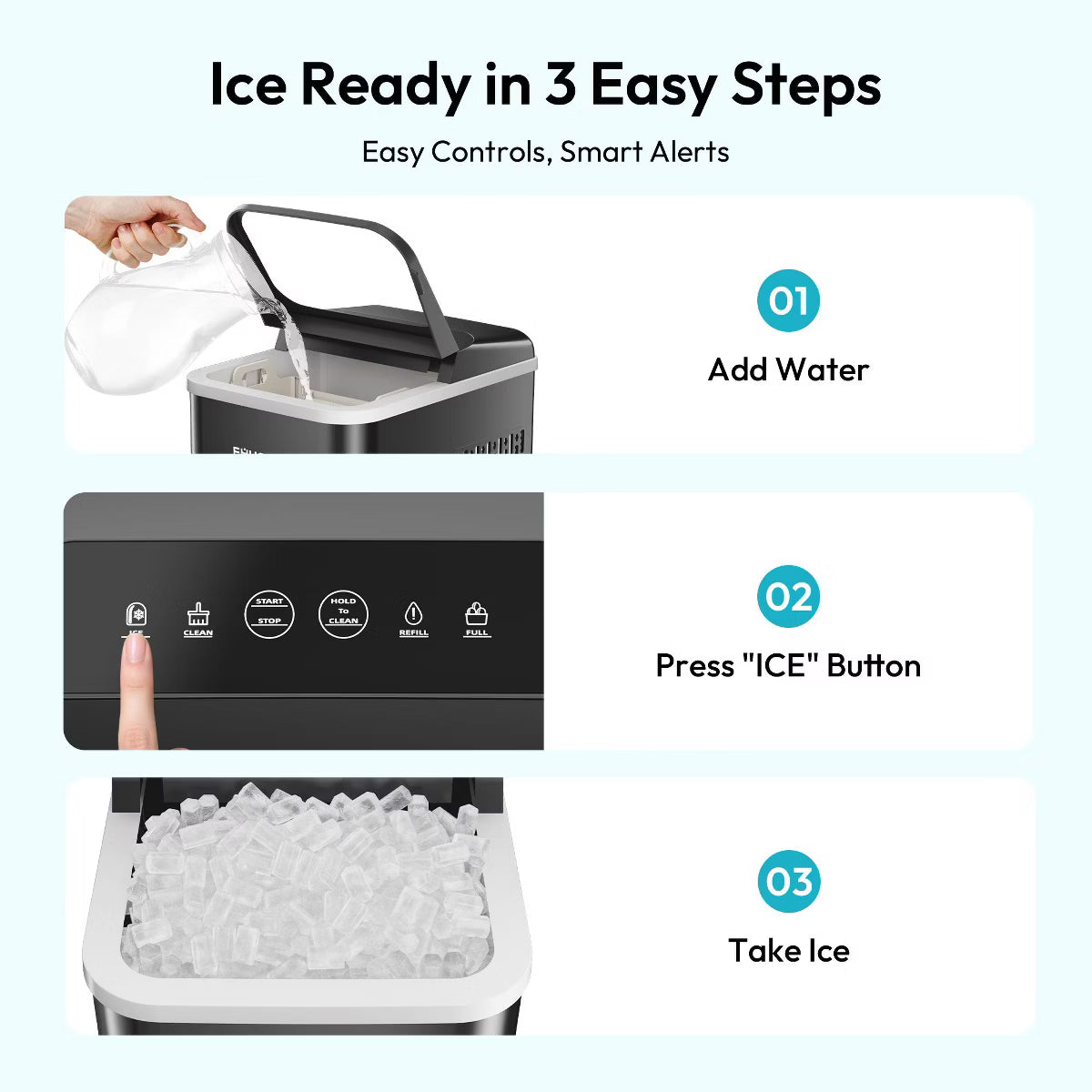 Ice Maker – 35 Lbs. Nugget Ice Maker, Countertop Ice Machine – Black