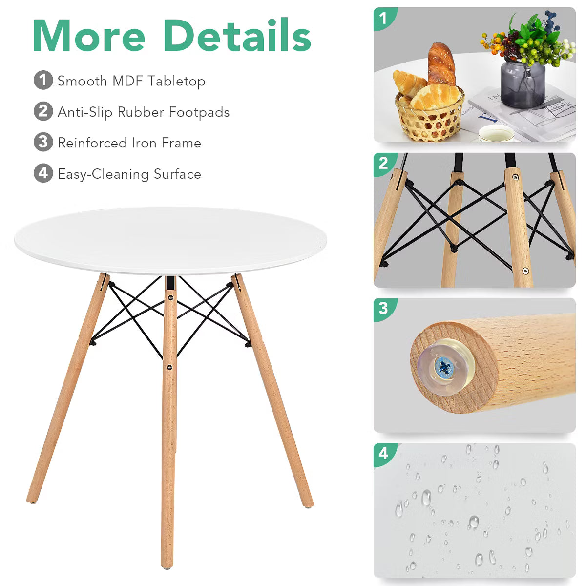 Dining Set – Culinvaro Dining Table Set Modern 5 PCS For 4 Round Dining Room Table Set with Solid Wood Leg