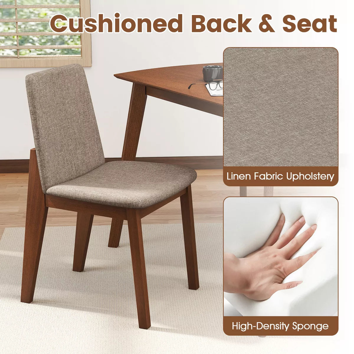 Dining Set – Culinvaro 5-Piece Dining Table Set for 4,Rectangular Kitchen Table withLinen Fabric Chairs