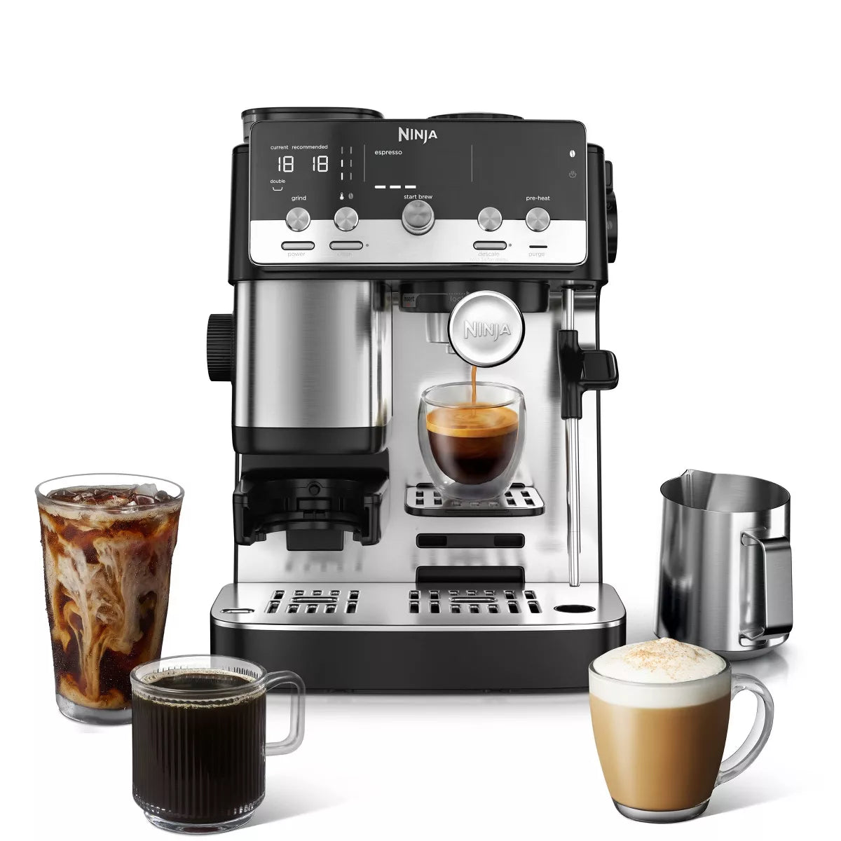 Espresso Machine – Cafe Mini Espresso Maker with Grinder – Black