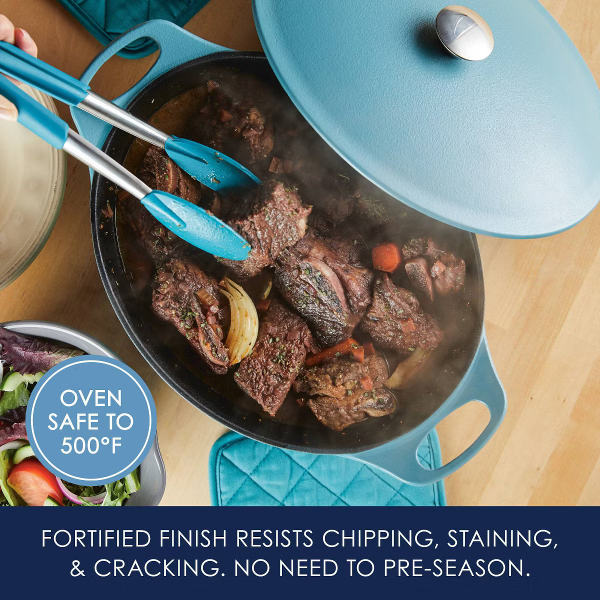 Dutch Oven – remium Nitro Cast Iron Dutch Oven 6.5qt Agave – Blue