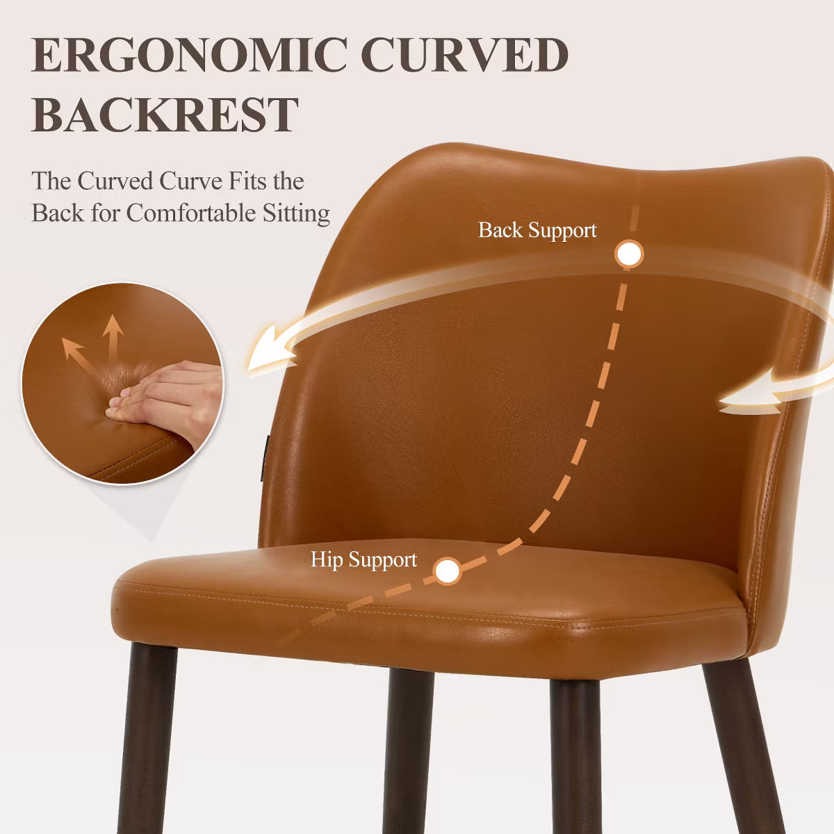 Set of 6 Wood Ergonomic Curved Dining Chairs – Modern Upholstered Chair for Kitchen