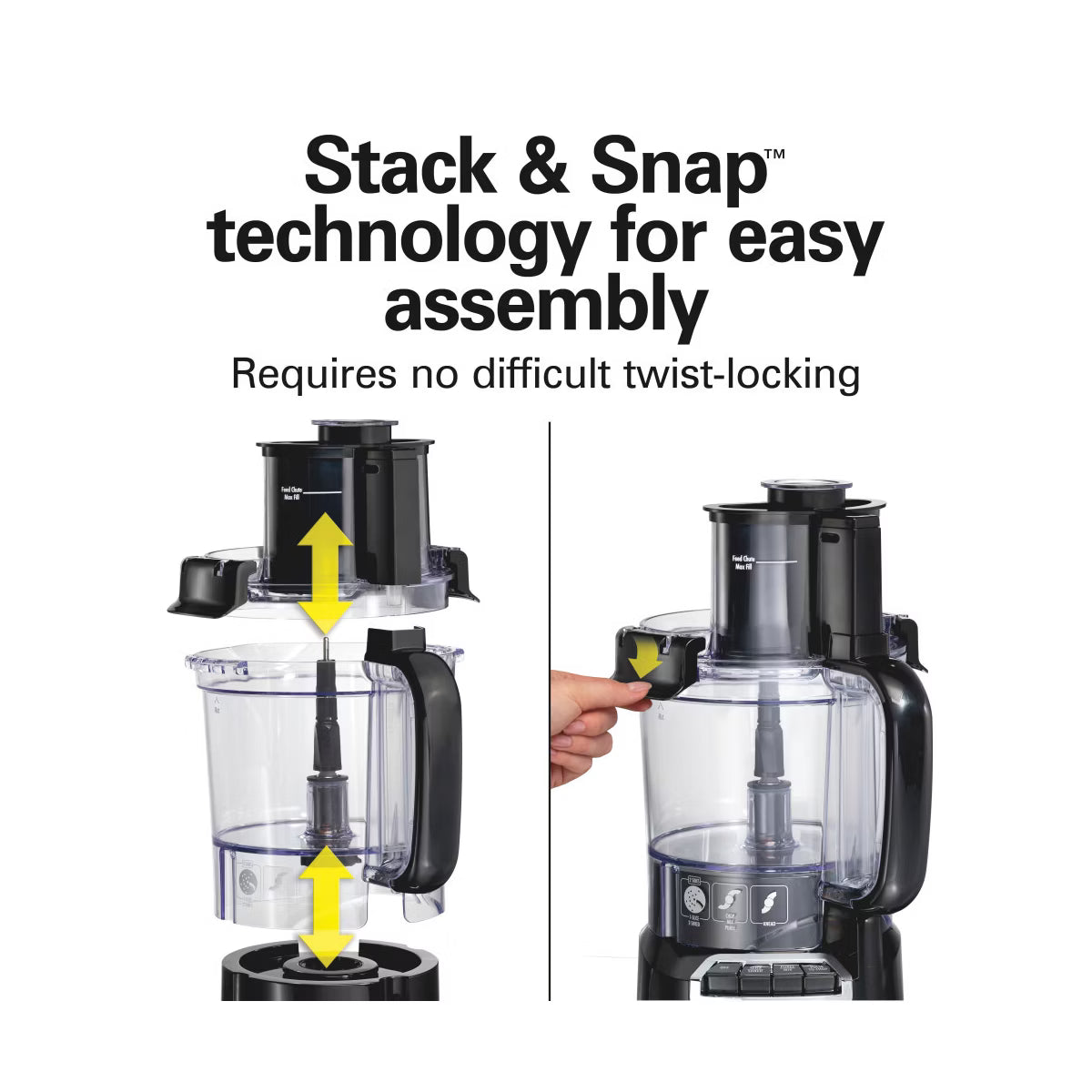 Food Processor – 12 Cup Stack and Snap Food Processor – Black