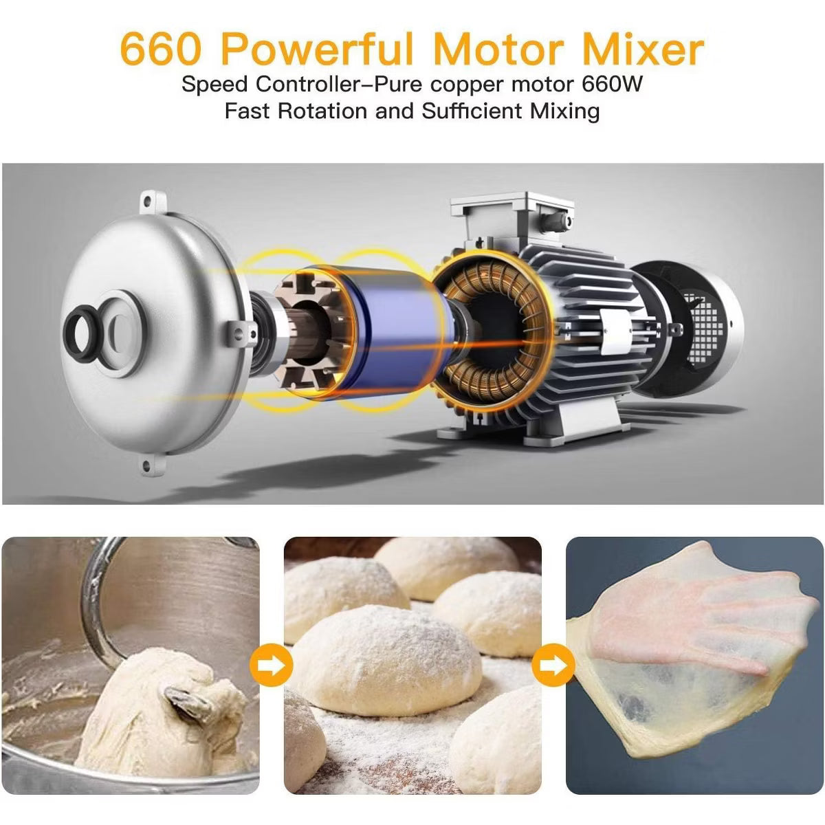 Stand Mixer – 0 Speed Tilt-Head Electric Mixer for Kitchen – Silver