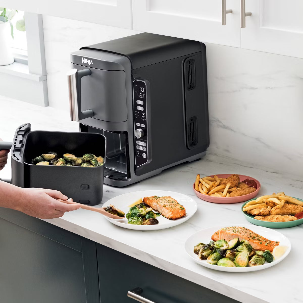 Air Fryer – DoubleStack XL 10qt, 6-in-1, 2-Basket Air Fryer – Gray