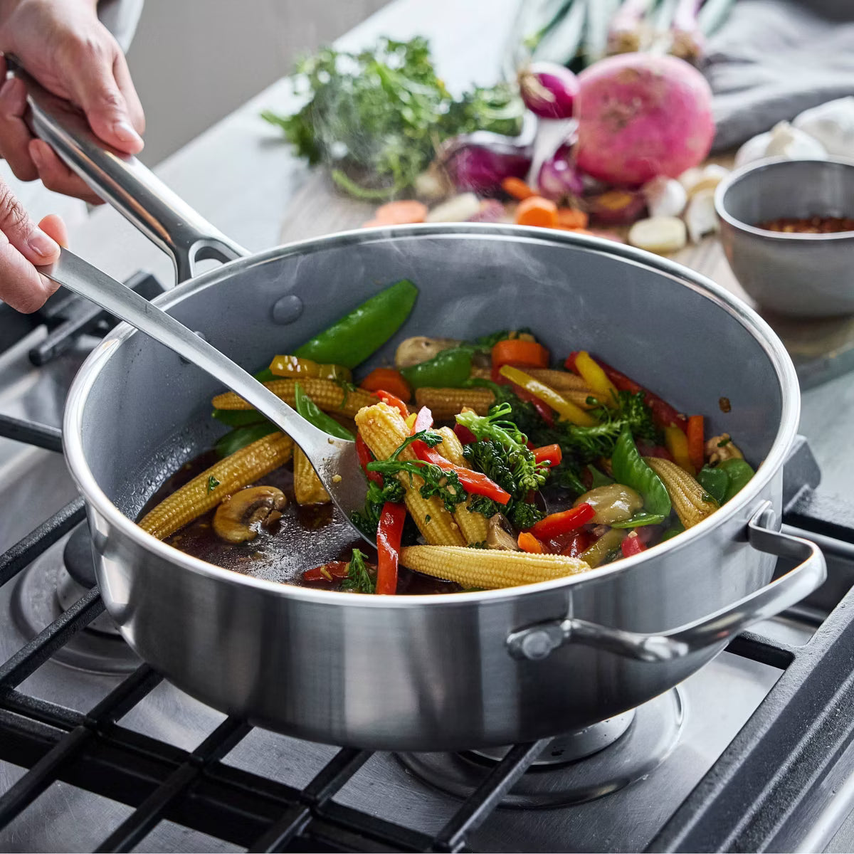 Saute Pan – p all GreenPan GreenPan Prism 5qt Hybrid and Ceramic Nonstick Saute – Geometric