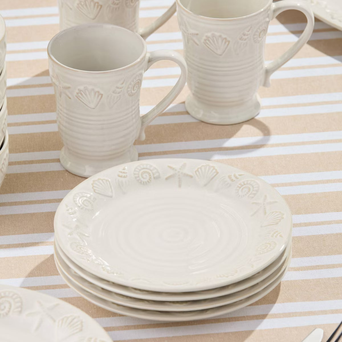 Dinner Plate – Culinvaro Coastline Cream Set of 4 Dinner Plates
