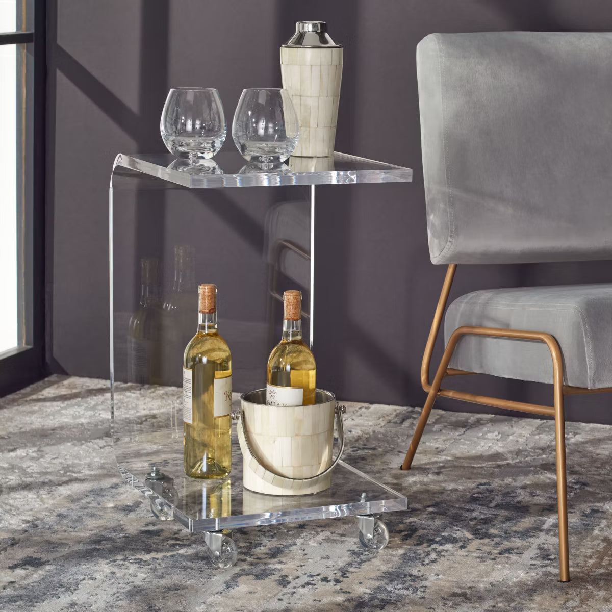 Bar Cart – Culinvaro Rollins Acrylic Bar Cart