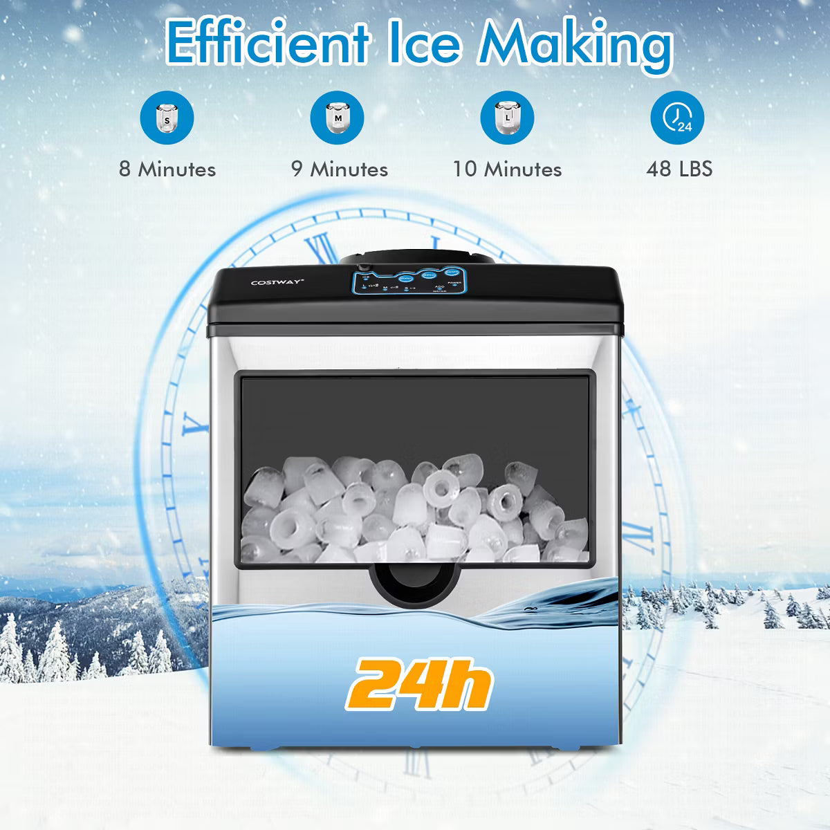 Ice Maker – 2-in-1 Countertop Ice Maker Water Dispenser – Silver