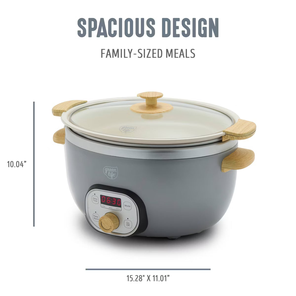 Slow Cooker – Healthy 6qt Slow Cooker with Handle – Quartz Gray