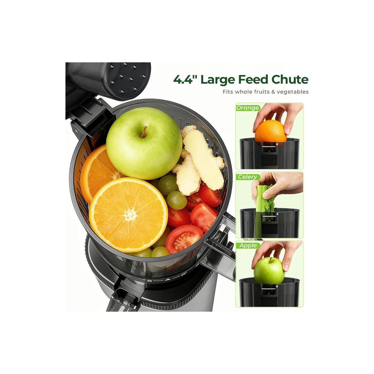 Juicer – Slow Masticating Juicer, 4.4 – Black