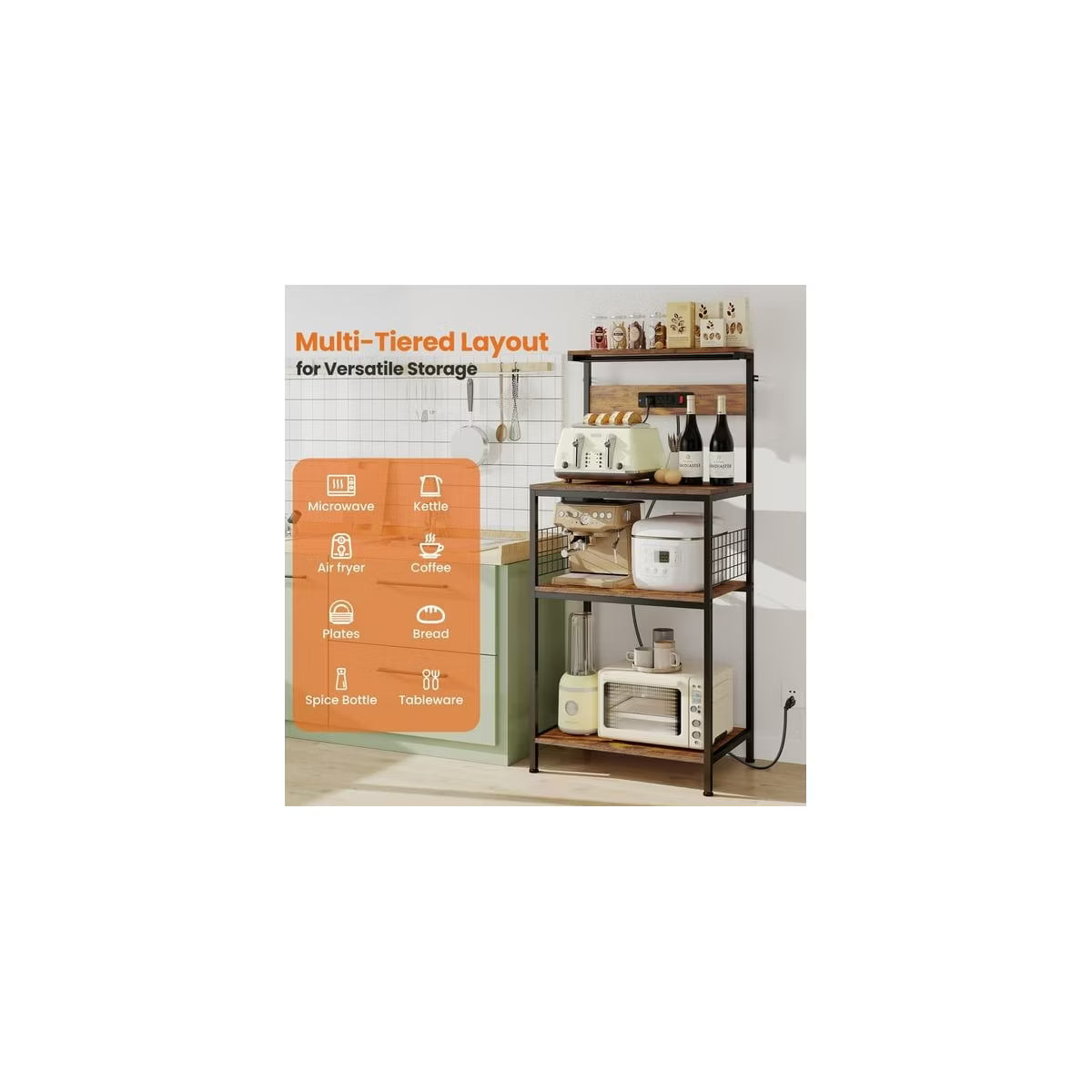 Baking Rack – Culinvaro 3-Tier Kitchen Baking Rack – Heavy-Duty Steel Microwave Oven Stand