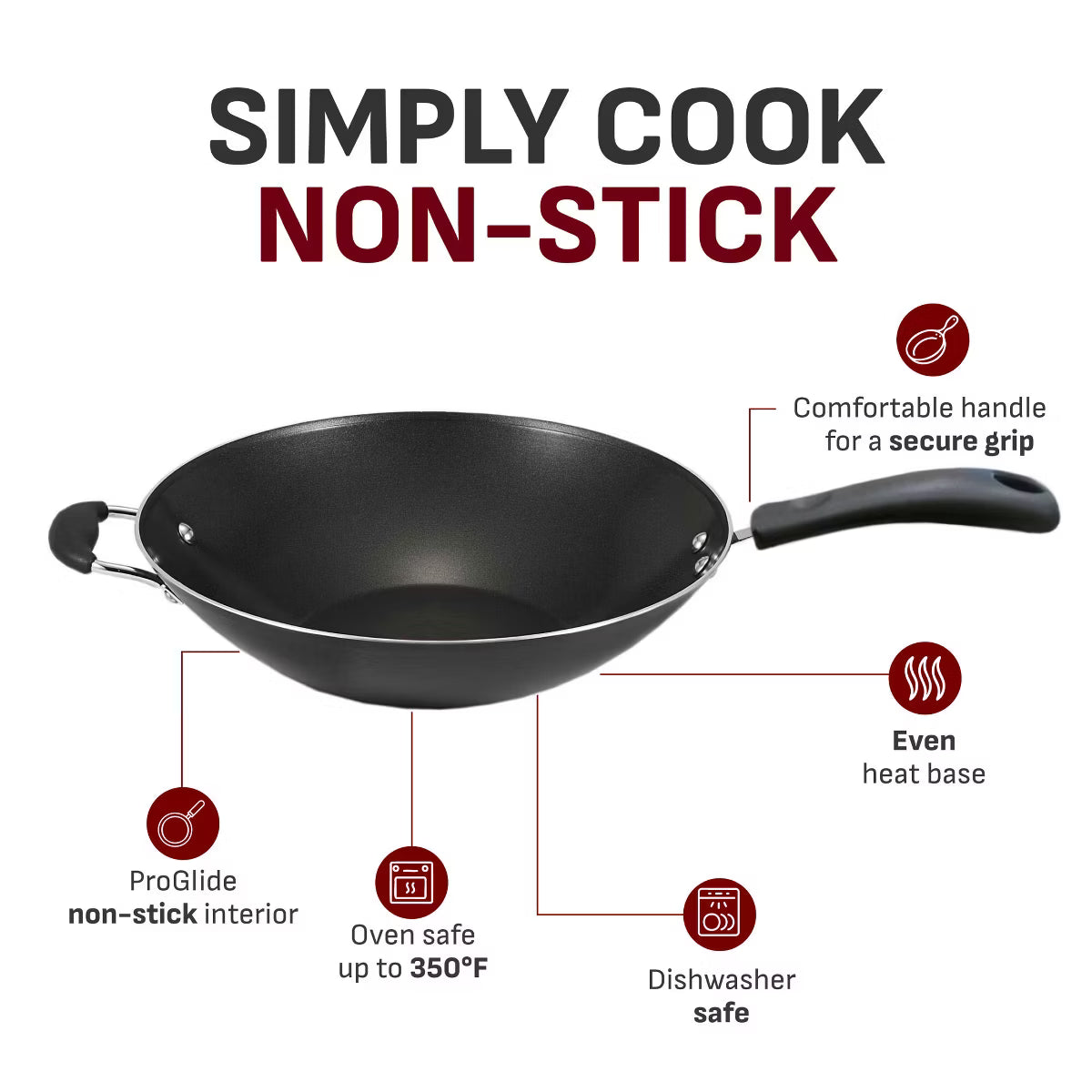 Wok – Simply Cook Nonstick Cookware – Black