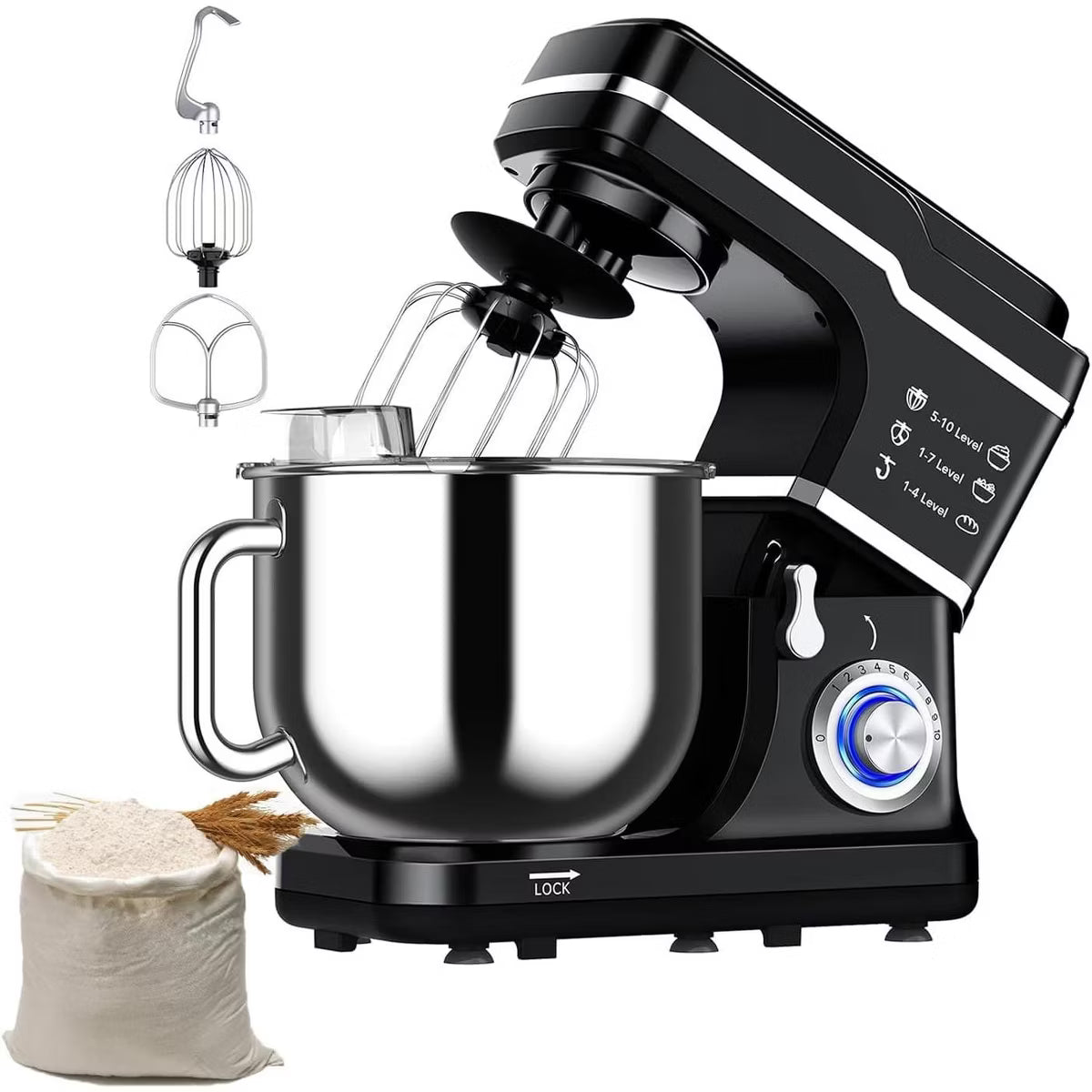 Stand Mixer – 0 Speed Tilt-Head Electric Mixer for Kitchen – Black