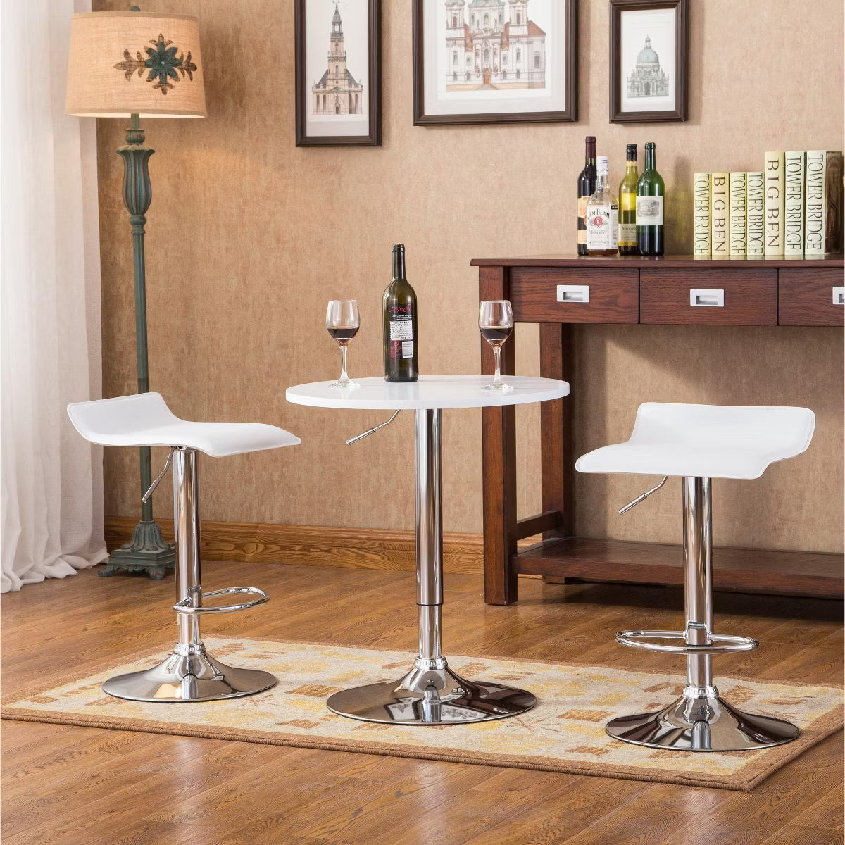 Baxton 3-Piece White Adjustable Bar Table Set