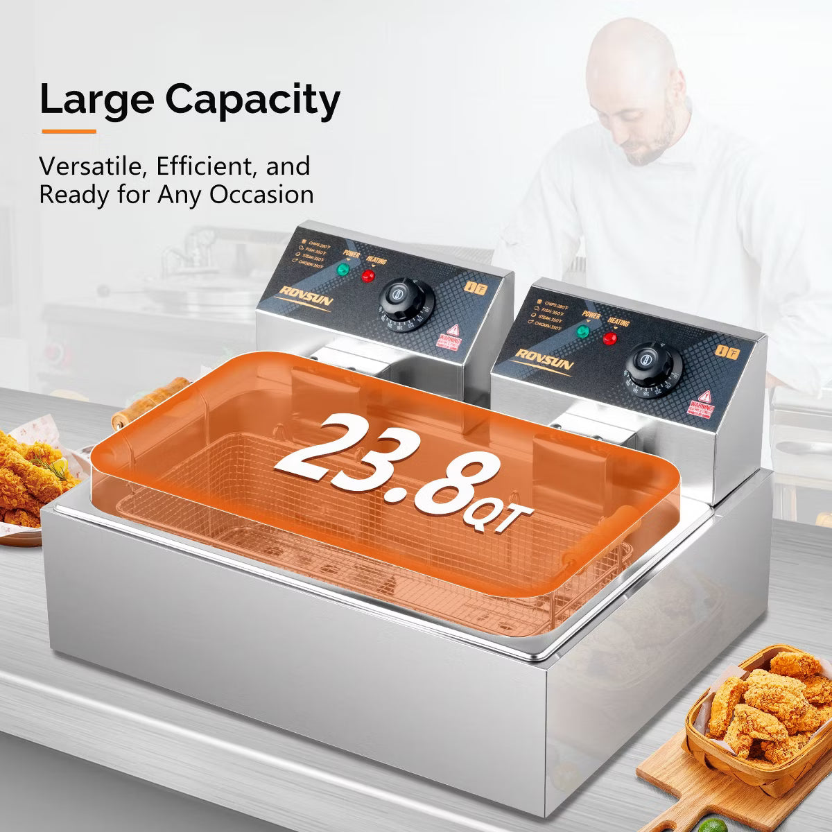 Deep Fryer – 11.4QT/10.8L Electric Deep Fryer w/Basket – 11.4Qt