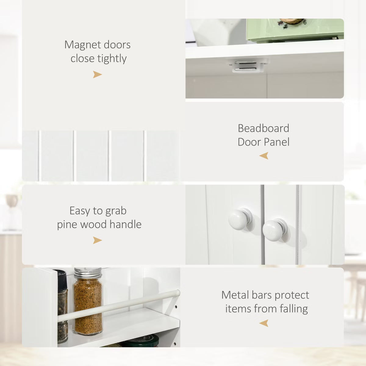 Pantry Cabinet – Culinvaro 41" Modern Kitchen Pantry Freestanding Storage Cabinet with Double Doors Adjustable Shelves for Living Room - White