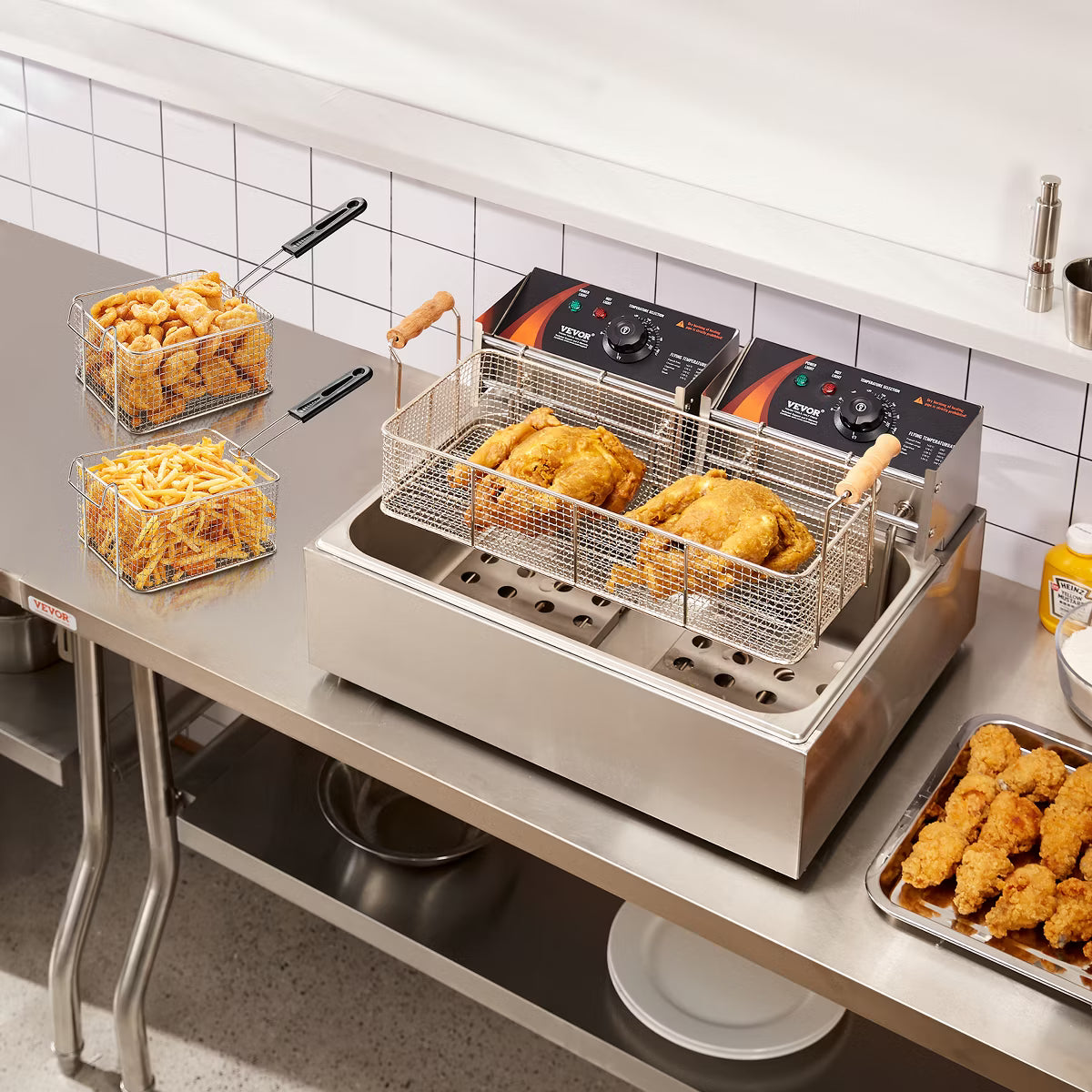 Deep Fryer – Deep Fryer, 3000W Electric Turkey Fryer with 3 Baskets – Silver