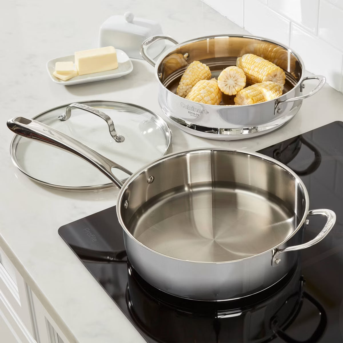 Saucepan – 3.5qt Saute & Steamer Set – Silver